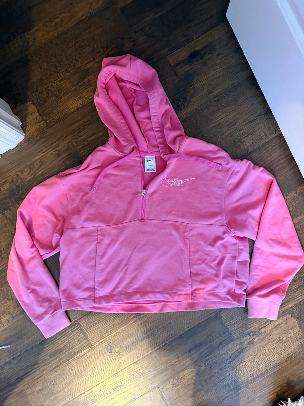 Nike Pink Half-Zip Hooded Sweatshirt